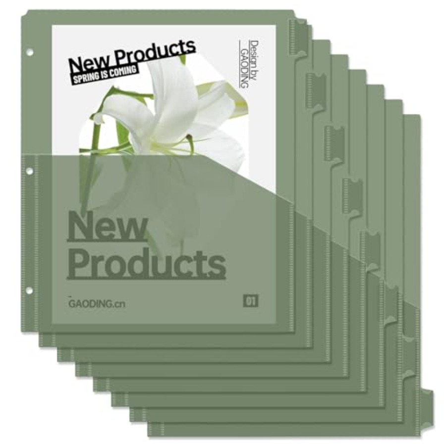 Tab Divider A4 - Binder Dividers with Pockets 8 Plastic