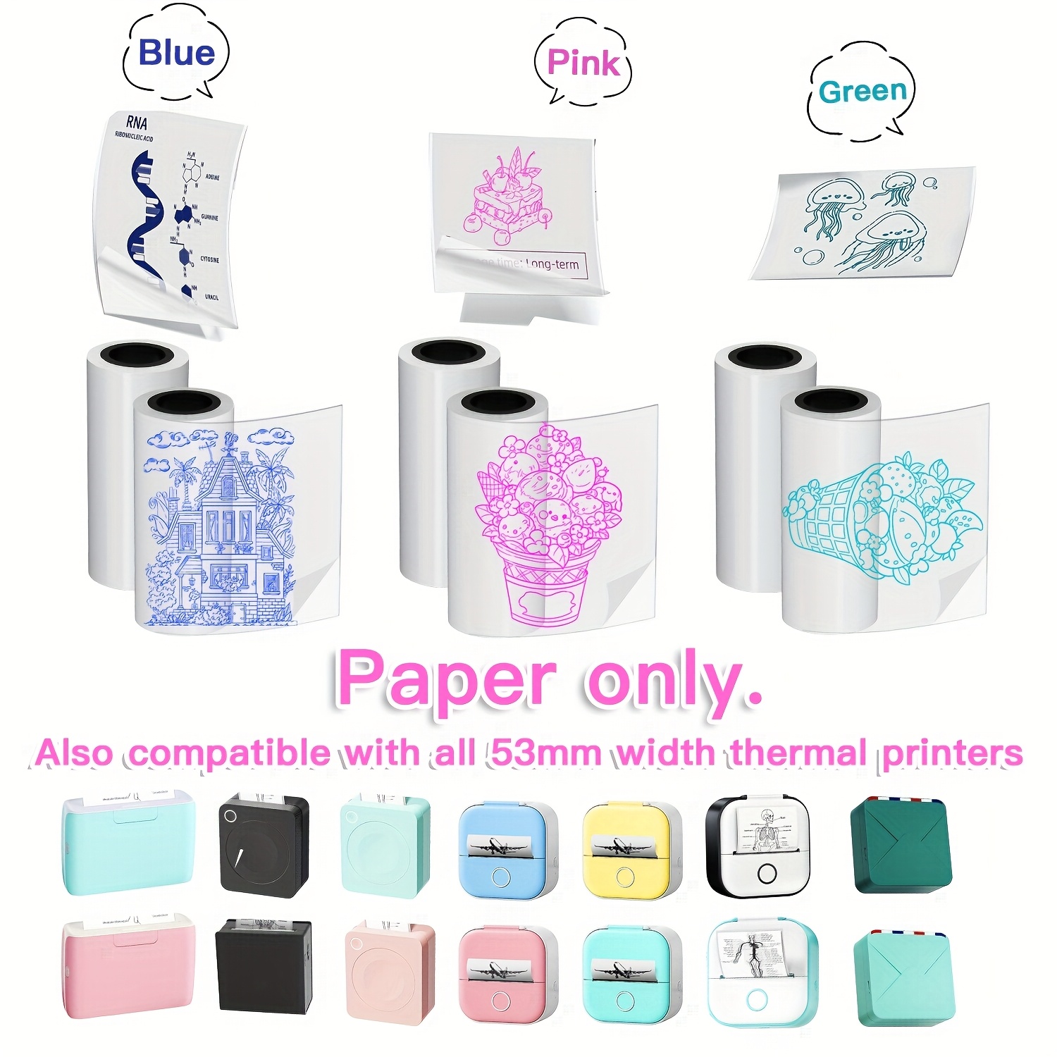 Ink Blotter Paper - M02 Transparent Colorful Thermal Paper, Phomemo