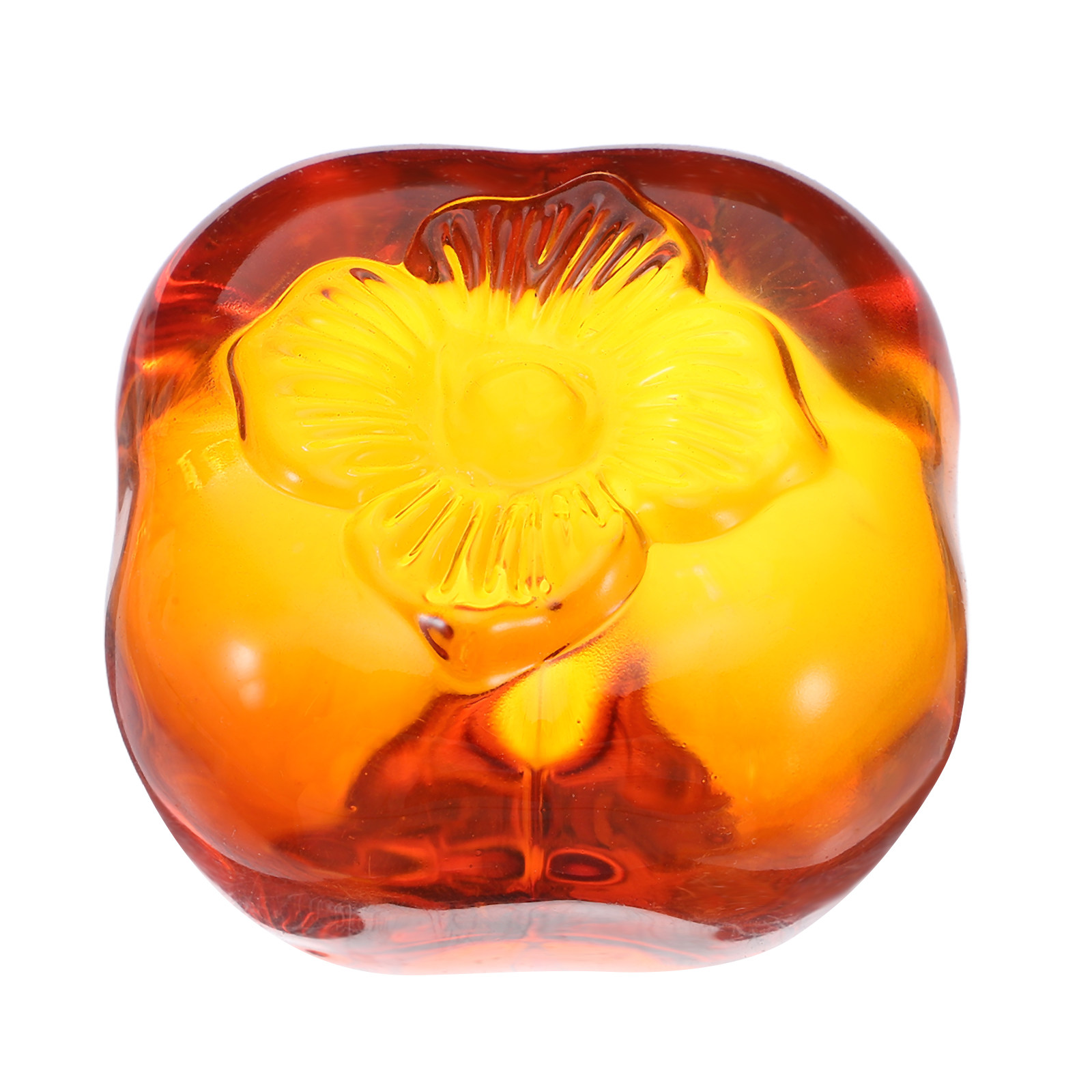 Paper Weight Crystal - Heavy Glass Persimmon Paperweight Crystal Desk