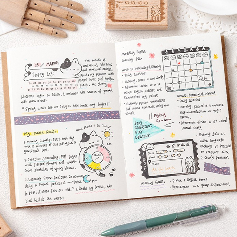 Cute Cat Wooden Rubber Stamp M - Rubber Date Stamp recensione e prezzo
