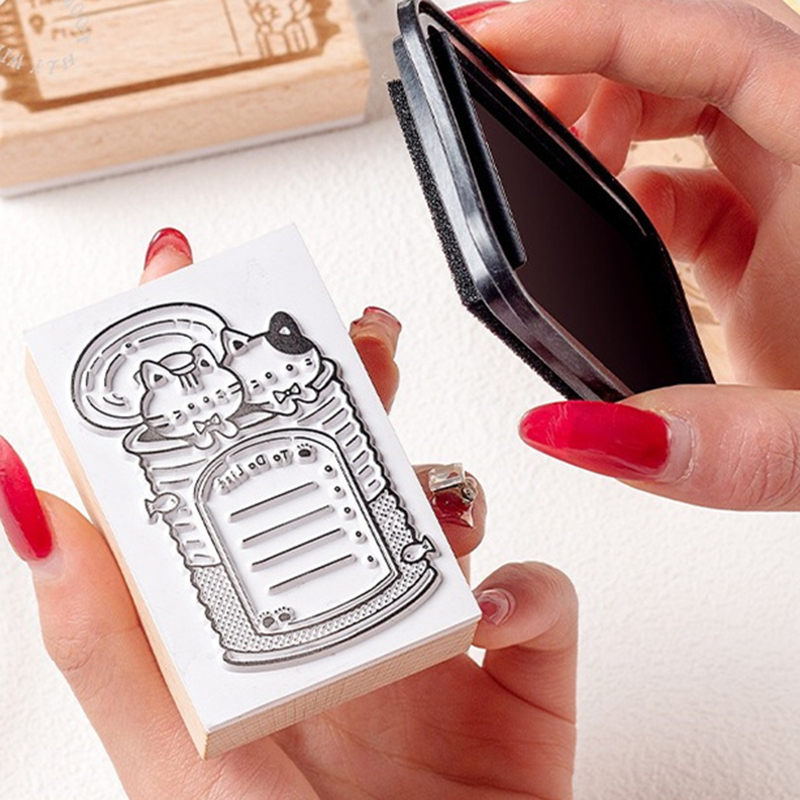 Cute Cat Wooden Rubber Stamp M - Rubber Date Stamp recensione e prezzo