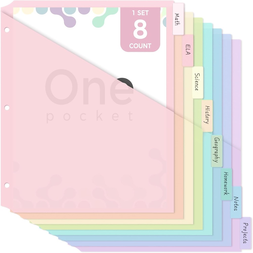 8 pcs A4 Pastel Binder Divider - Tab Divider A4 recensione e prezzo