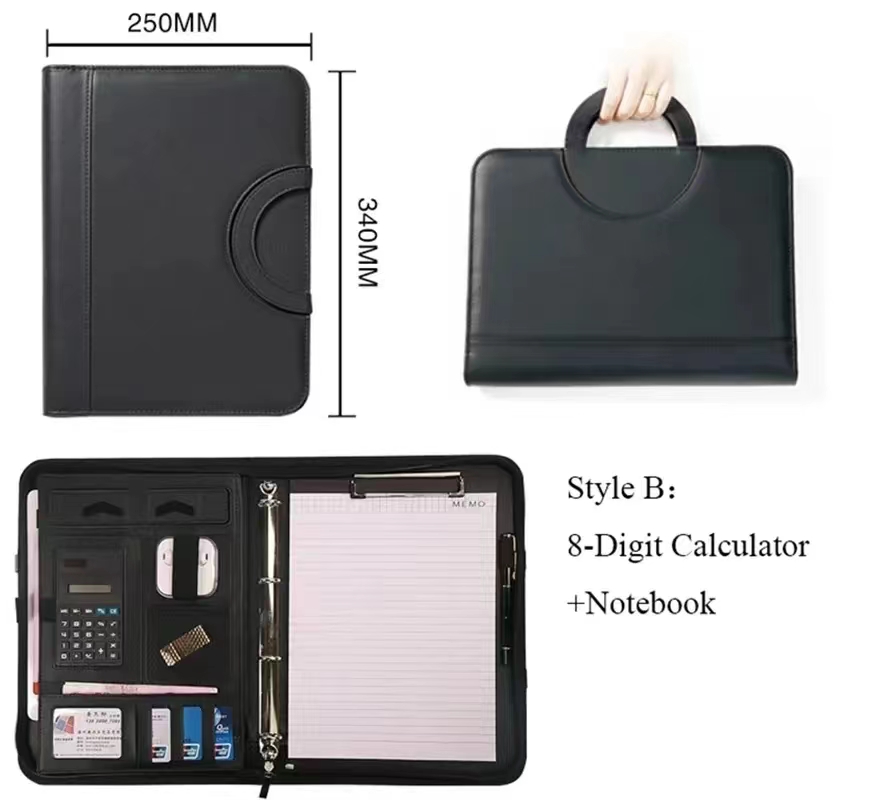 PU leather A4 zipper calculato - Binder A4 Lever recensione e prezzo
