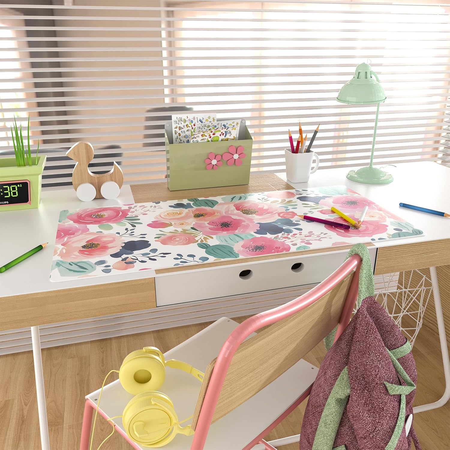 Large Mouse Pad Pink Floral De - Leather Desk Pad recensione e prezzo